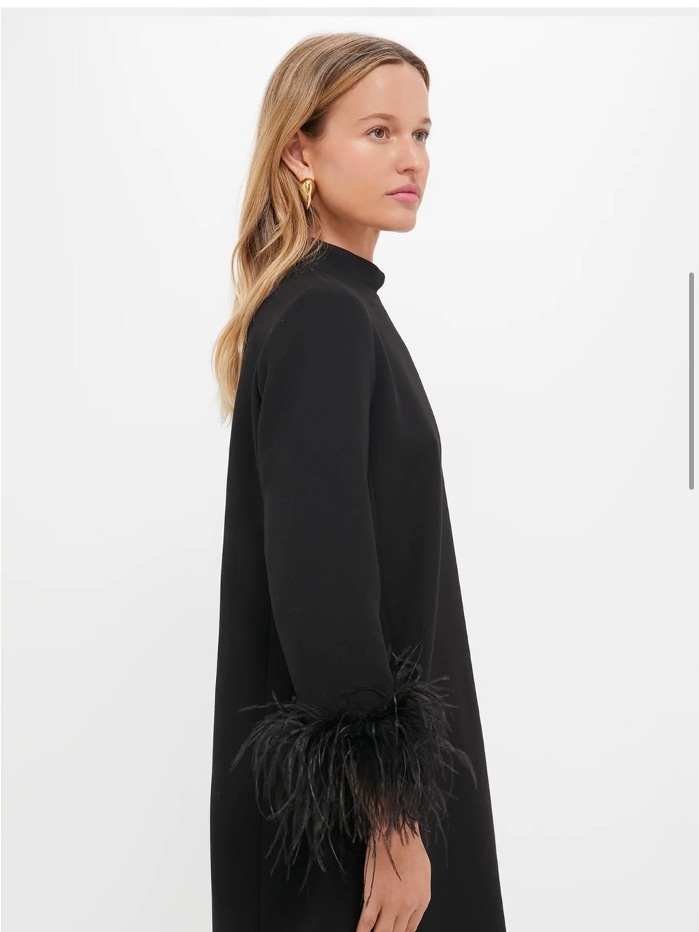 Tuckernuck Black Feather-Cuff Mock Neck Mini Dress - Picture 3 of 8